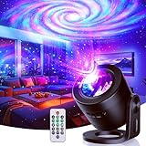 Proyector Estrellas Niños, Proyectors de Galaxia con Control Remoto y Temporizador, Proyector de Estrellas Para Adultos, luz Nocturna LED con Bluetooth Proyecto de Cielo Estrellado Para Fiestas(Negro)