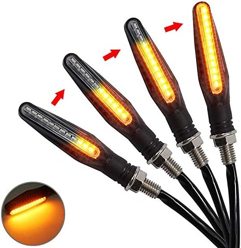 4x Motorcycle LED Turn Signal Lamp Sequential Flowing Indicator Light Amber Chopper Cafe Racer Old School Bobber Touring