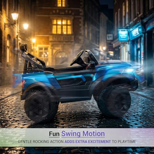 Image of Baybee 4x4 TurboX Pro Electric Car for Kids with Remote Control | Baby Electric Rideon Cars with Swing Mode, RGB Lights & Music | Rechargeable Battery Operated Jeep for Kids 2+ Years (Metallic Blue)