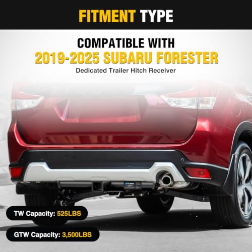 Image of Nilight Class 3 Trailer Hitch 2 Inch Receiver Tow Hitch Compatible with Subaru Forester 2019-2025 Black Powder Coated