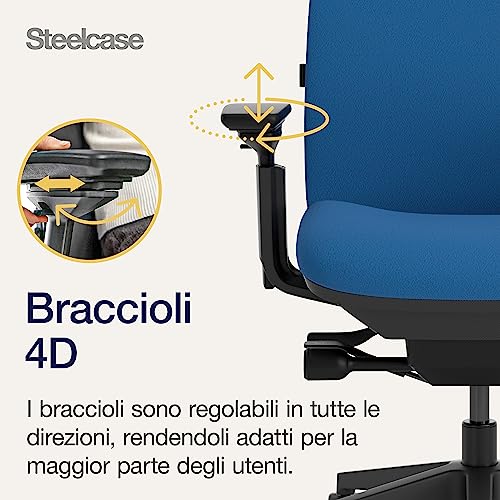 Sedia da ufficio ergonomica Amia con supporto lombare LiveLumbar e braccioli 4D Blu Reale - Sedia gaming - Immagine 5