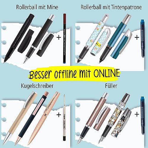 ONLINE 4x Tintenroller Mine kompatibel mit Faber-Castell, Senator, Schneider | Blau mit 0,7mm Strichstärke I Ersatzmine für Rollerball-Pen I Rollerball-Mine nach ISO 14145-2