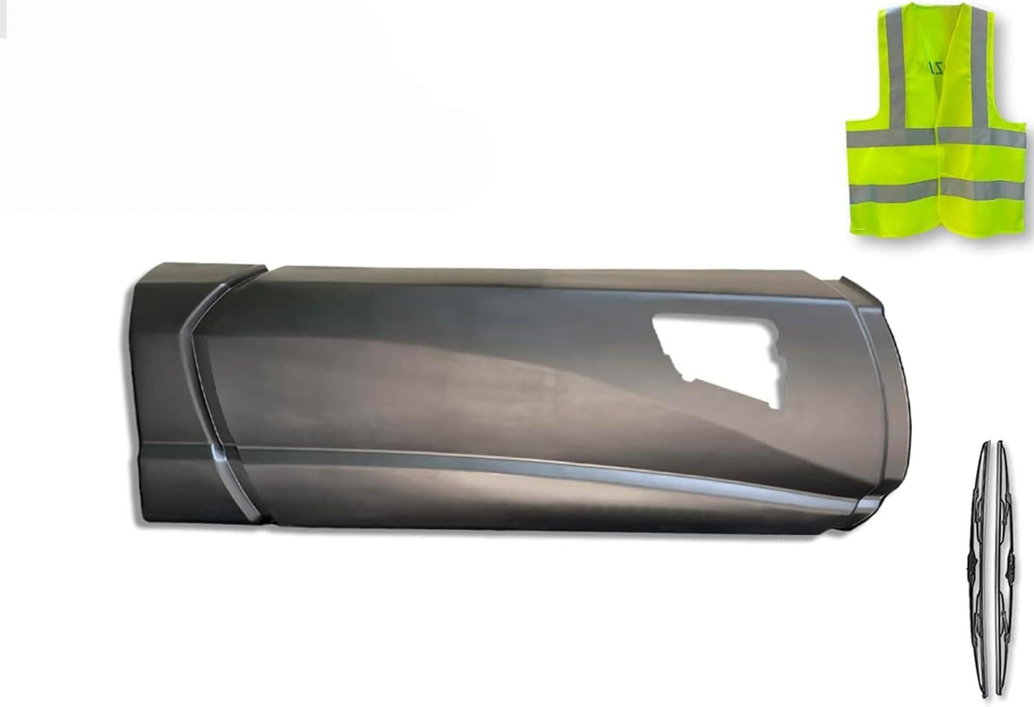 KOZAK Fairing Skirt Panel 80" (203 cm) with tube Right Passenger Side Compatible with Kenworth T680 2013-2021 PLUS Logo, 2x22" Windshield Wipers and KOZAK Reflective Vest
