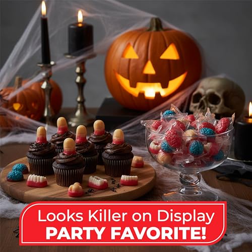 Fusion Select 8 Oz Individually Wrapped Gummy Body Parts Candy - Halloween Gummies & Trick or Treat Candy for Party & Goodie Bags - Spooky Assortment of Brain, Teeth, Fingers & Nose Candies - image 4