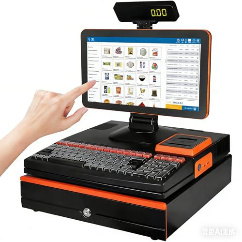 LMYYDES Sist-ema POS Comercial: Cuenta con Pantalla táctil de 15,6', Impresora de Recibos integrada de 58 mm, procesador i5, 8 GB DDR3, SSD de 128 GB para Pago rápido A