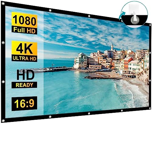 TERRIFI Projector Screen 120 inch Outdoor Projector Screen 16:9 Foldable Anti-Crease Portable Projection Movies Screens Double Sided Washable for Home Theater Camping Party Office