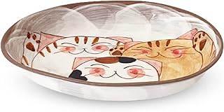 J-kitchens Kobosho 178389 Curry Plate & Pasta Plate, Small, 3 Kittens, Hasami Ware Made in Japan