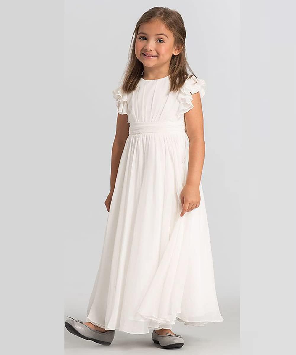 Abaowedding Fancy Chiffon Flower Girl Dresses Flutter Sleeves Junior Bridesmaid Dress - Image 3
