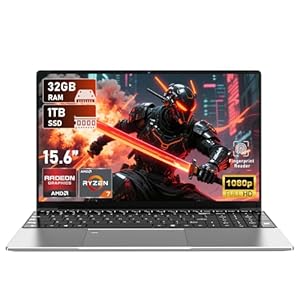 Portátil para juegos 2025, computadora portátil de 15.6 pulgadas, R7 5700U (8C/16T, hasta 4.3GHz), 32 GB de RAM, 1 TB SSD, pantalla FHD de 15.6 pulgadas 1920 x 1080P, gráficos Radeon RX Vega
