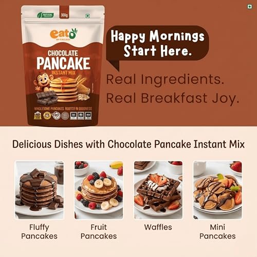 Image of Eat5 Chocolate Pancake Instant Mix 300g | No Maida | No Refined Sugar | High Fibre | Easy Breakfast | Makes 8-12 Pancakes