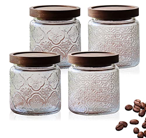 Segutage 4-Piece Glass Jars with Lids, Airtight Canister Set - Kitchen Decorative Food Containers for Pickling, Preserving, Canning, Dry Food Storage (15oz) by Segutage - Used condition - CA$38.94