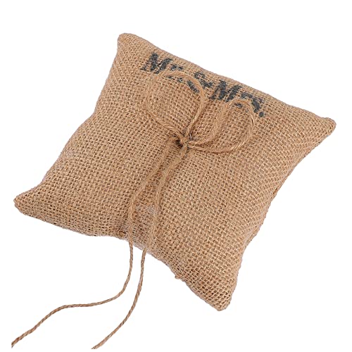 BRIGHTFUFU Bridal Ring Pillow Bows Wedding Ring Holder Mr Mrs Elegant Fashionable Pillow for Dec