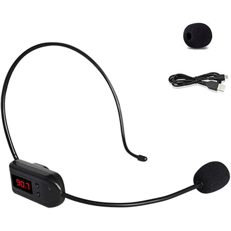 Amazon Crabitin ヘッドセットマイク ハンズフリーワイヤレス ハンズフリーマイク Fmコンデンサーマイク ワイヤレスマイクロホン 高品質 ミニ 拡声器用 片耳 教育 軽量 スピーカ対応 拡声機能 ワイヤレス 楽器