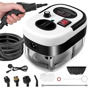 Dampfreiniger Handgerät,Steam Cleaner mit 1500ML Tank,Tragbarer Hochdruck Dampfreiniger mit 3 Arten von Düsen,6 Einstellbare Geschwindigkeiten von Polstermöbel, Küche, Badezimmer, Auto