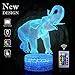 Produktbild Elefant Nachtlichter 3D Optische Täuschung LED Lampen Fernbedienung Nachttisch Licht mit 16 Farben Ändern Baby Kindergarten Schreibtisch Tisch Licht Beste Bday Geschenke für Tierliebhaber Kinder
