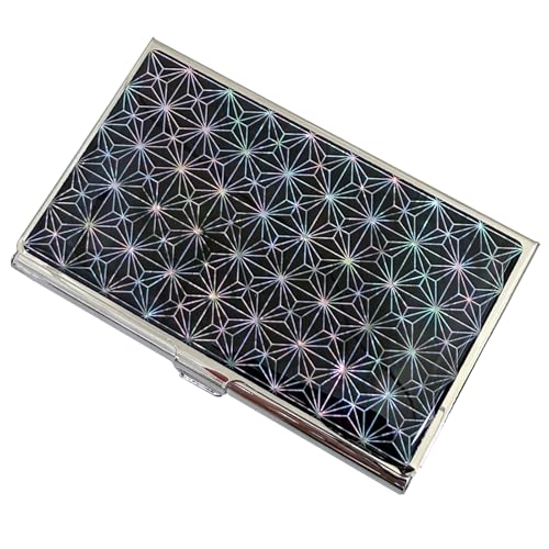 Image of Mother of Pearl Business Card Case Credit Id Name Holder Travel Wallet Art Painting Design Metal Stainless Steel Engraved Slim Purse Pocket Cash Money Wallet (N Mum Slim)