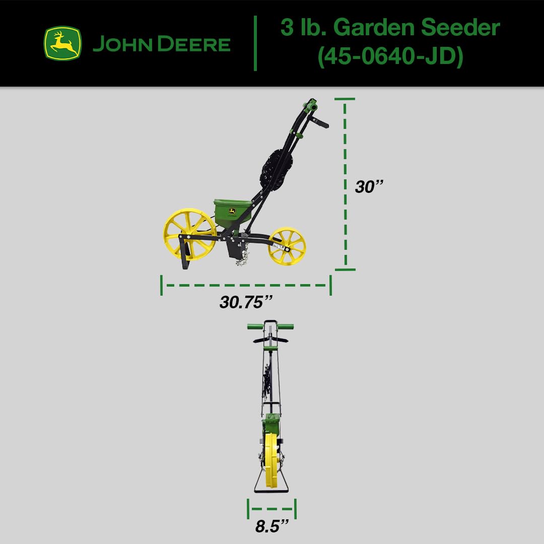 John Deere Sembradora de jardín de 3 Libras con 7 Platos de Semillas, Maceta de maíz Dulce para Uso en Suelo Preparado