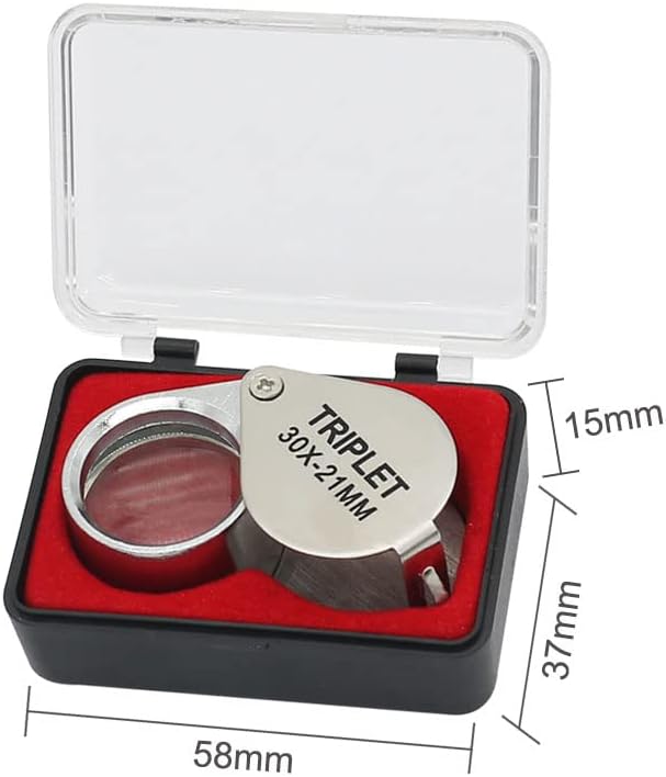 1pc 30X Metal Jewelry Loupe Silver Lens Diameter 21mm Portable Magnifying Glass MINI Pocket Size Folding Loupe for Viewing Jewelry