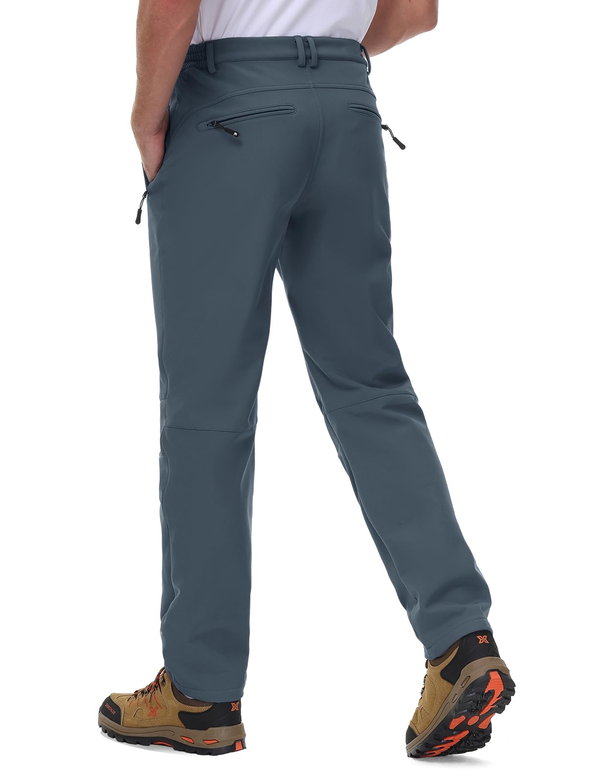 Rdruko Pantalones de softshell para hombre, resistentes al agua, pantalones de esquí de invierno, pantalones de trabajo con forro cálido, pantalones de senderismo, pantalones de exterior, Gris Frío