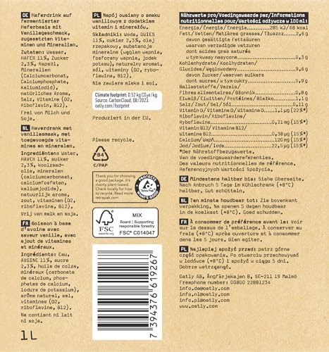 Oatly Haferdrink Vanille 1L (6er-Pack)