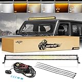 Auxbeam 42Inch 240W LED Straight Light Bar, 6 Modes Off Road Amber White Strobe Light, Dual Color Spot Flood Combo Beam Flashing Fog Driving Work Light with 10FT Wiring Harness Kit