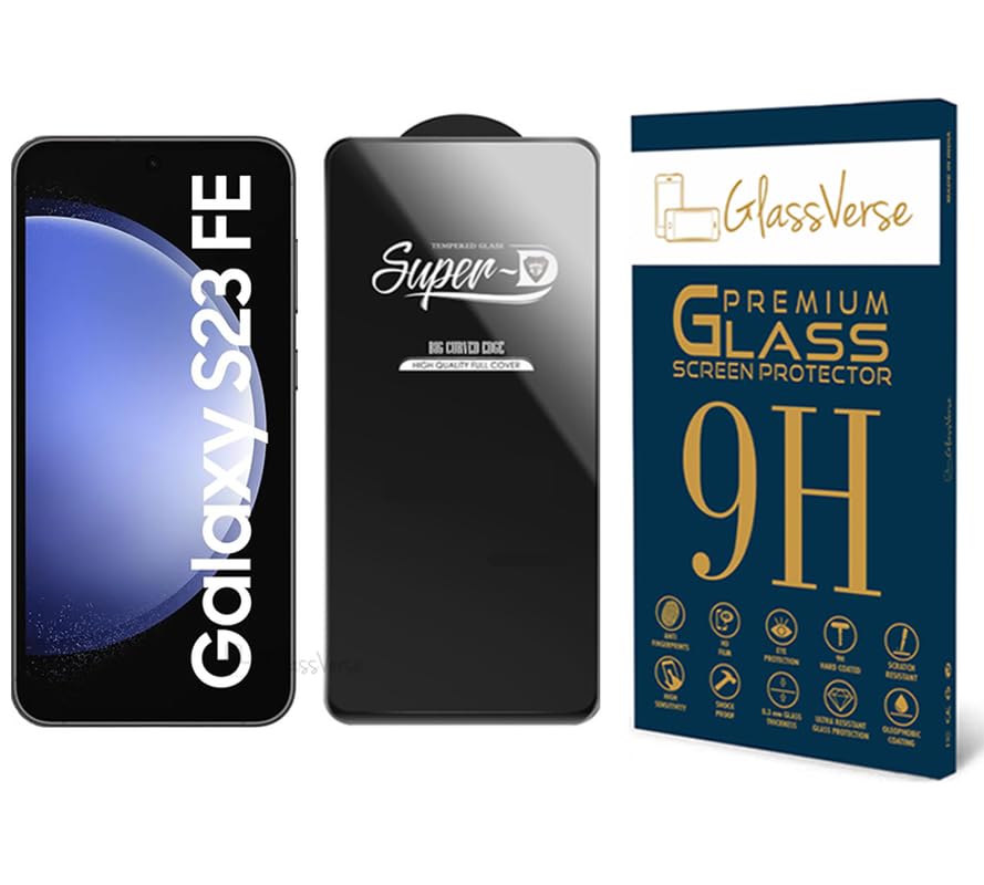 Image of GlassVerse FingerPrint Compatible HD Oleophobic Tempered Glass For Samsung Galaxy S23 FE (PACK OF 1) with Free Installation Kit Full screen Coverage - 6.4 inch