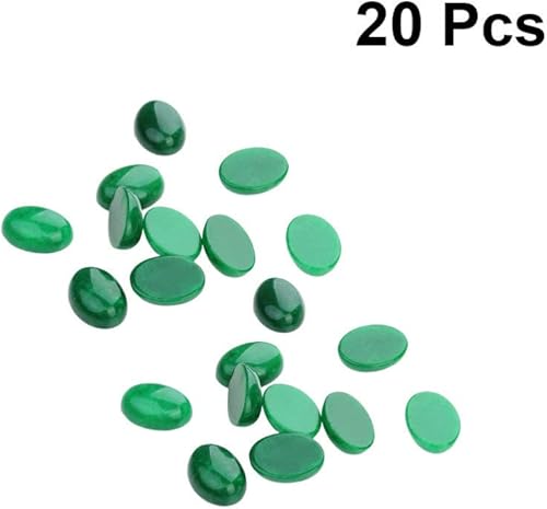 Miniatura 2 de HEALLILY 10 piedras de cabujón ovaladas de jade natural, cuentas con parte trasera plana, piedras preciosas de cúpula camafeos para bricolaje y