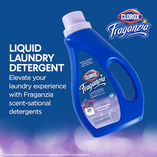Image of Clorox Fraganzia Liquid Laundry Detergent, Lavender Eucalyptus, 40 Fl Oz | HE compatible, works in front and top load machines, long-lasting fragrance, 26 loads per bottle