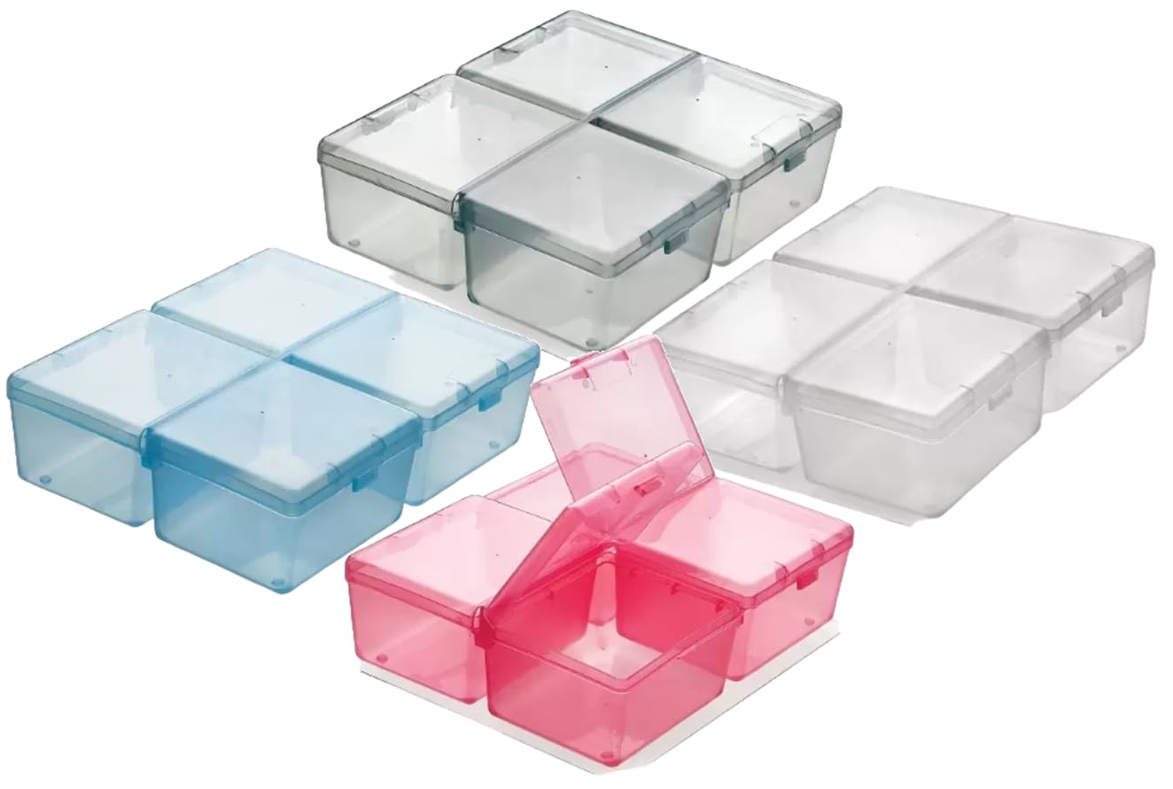 4 in 1 Plastic Boxes for Storage Utility Container Multipurpose Things jewellery,Medicine,Spices, ornaments and kitchen, Pooja Material etc (Large, Plastic) - Pack of 1 Trans-picture-44