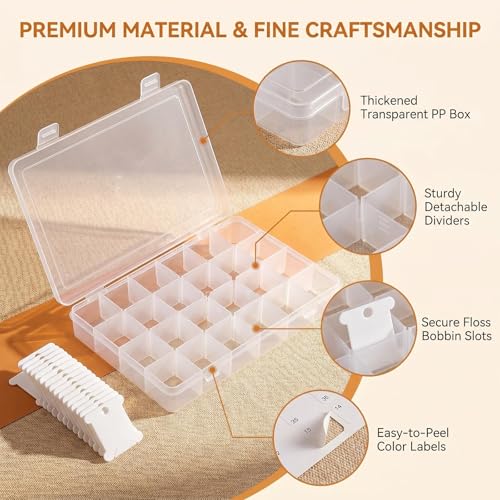Boîte rangement fil broderie 24 cases et ses bobines durables
