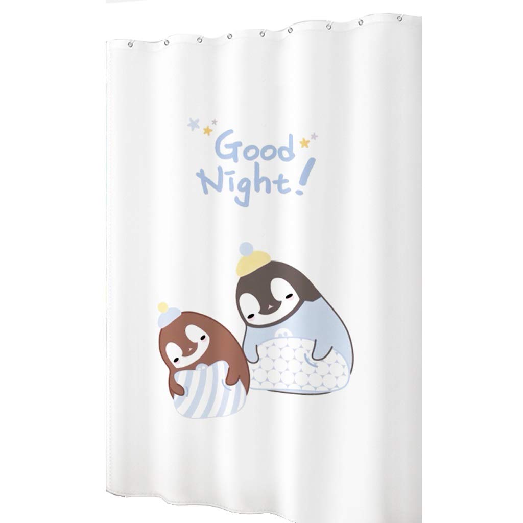 Rideau de douche épais pingouin 150x200cm en tissu imperméable pour salle de bain
