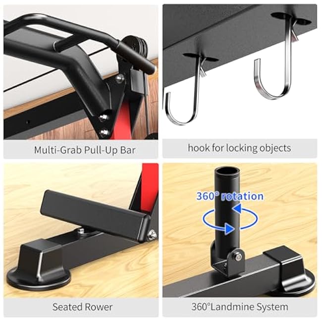 Power Rack Power Cages Multi-Function Squat Rack with Cable Crossover System Selectable More Training Attachment Weight Cage for Garage & Home Gym