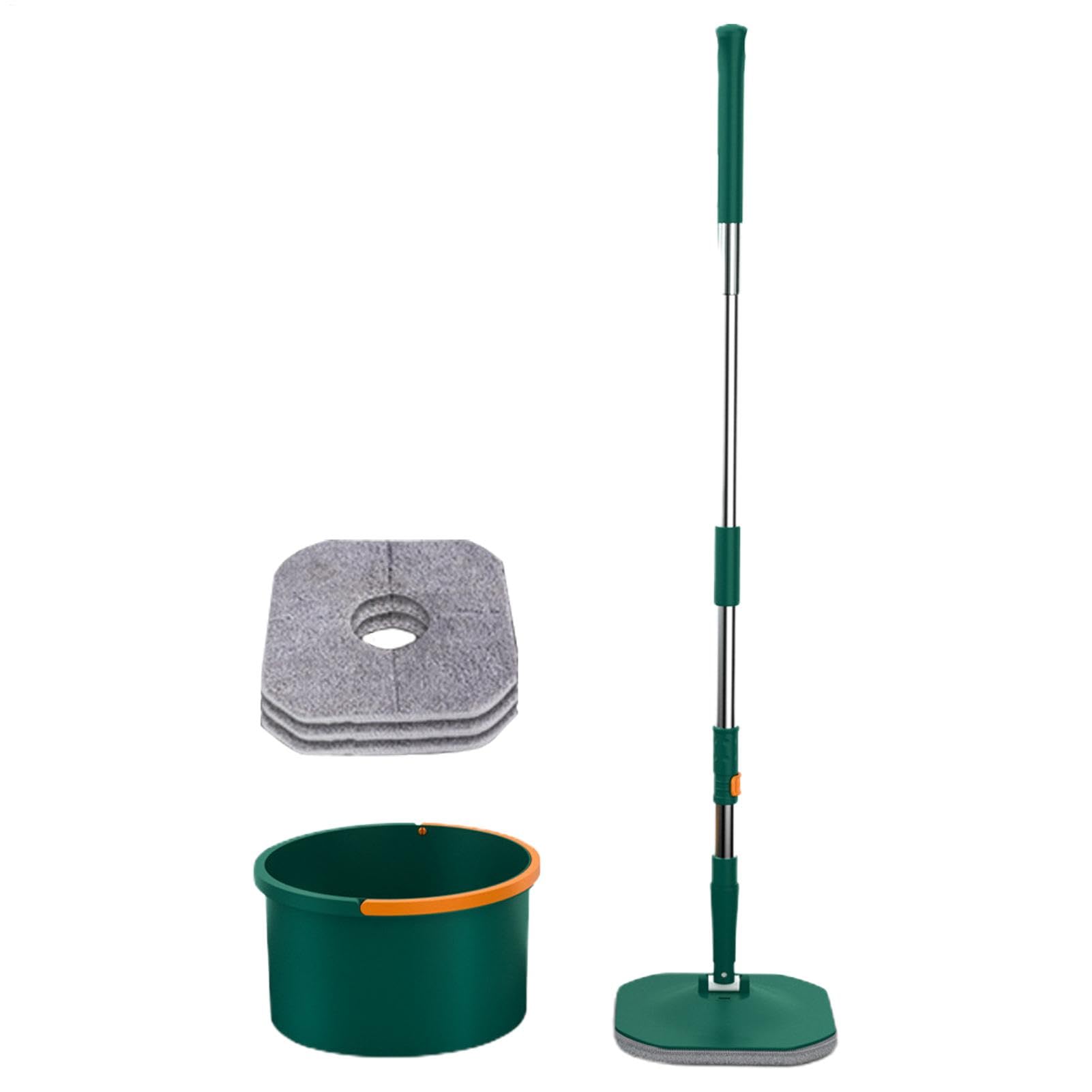 Mopa Giratoria Y Cubo Herramienta Plana De Microfibra para Polvo, Seco Y | Set De Fregona Y Cubo Escurridor Integrado Para Suelos De Madera Laminados Y Baldosas Limpieza