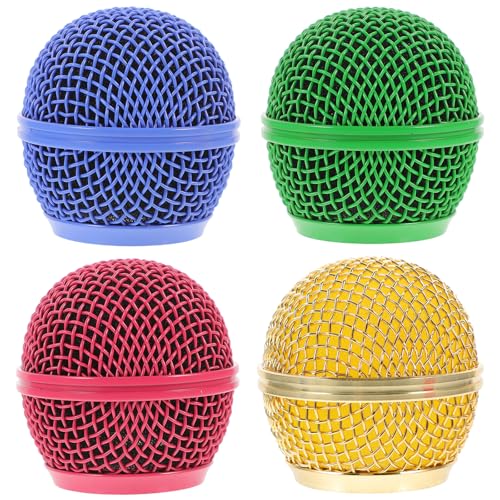 4pcs Microphone Mesh Grill: Metal Microphone Grille Replacement Microphone Grill Heads Color Compatible with SM58