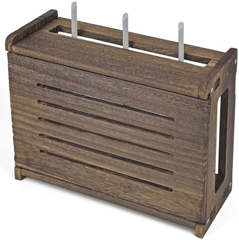 Amazon.com: Good home Wooden Wireless Router Storage Box - Wall-Mounted ...