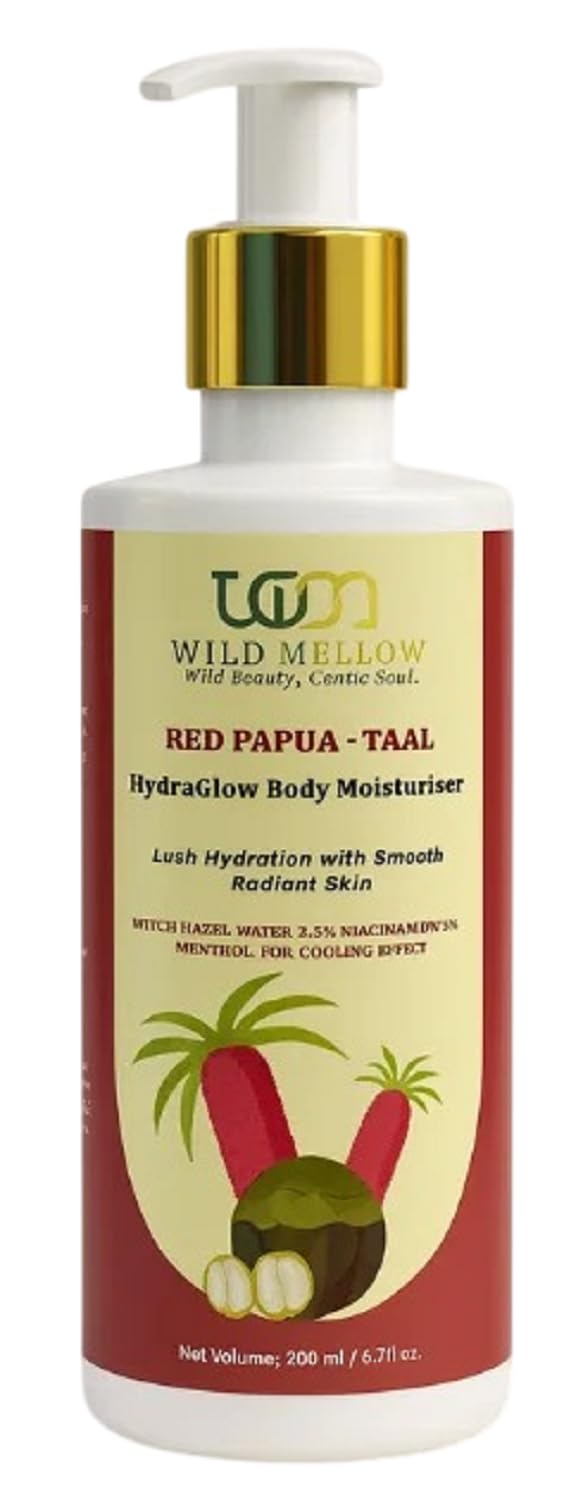 Wild Mellow Red Papua-Taal HydraGlow Body Moisturiser with Witch Hazel, Niacinamide, Menthol, 200ml-image-24