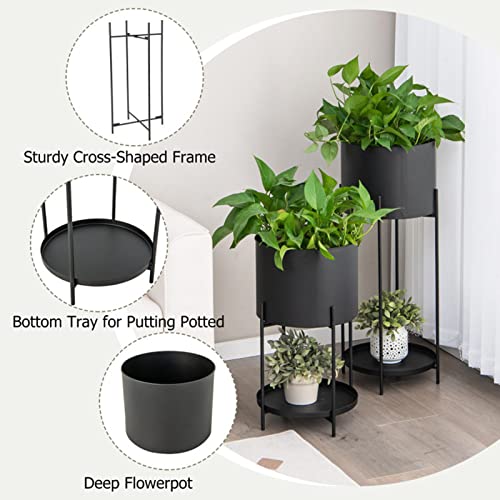 Plant Pots, Planters For Outdoor Plants, 2 Metal Planter Pot Stands With Drainage Holes #TOP1