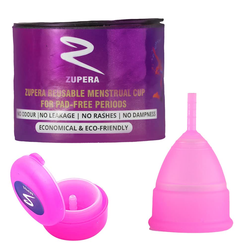 ZUPERA Soft Menstrual Cup Best Sensitive Reusable Period Cup Medium Size, Medical Grade