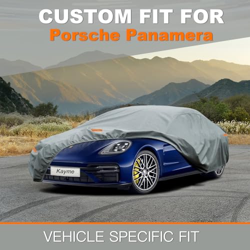 Image of Kayme Heavy Duty Car Cover Custom Fit Porsche Panamera(2009-2025),Waterproof All Weather for Automobiles, Full Exterior Covers Sun Rain UV Protection.