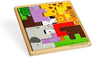 Comprar Bigjigs Toys Animal Lock-a-Block Puzzle - 11pc Building Block Puzzle & Stacking Animals Toy in One, Puzzle Games for 3 4 5 Year olds, Tangram Puzzles for Kids