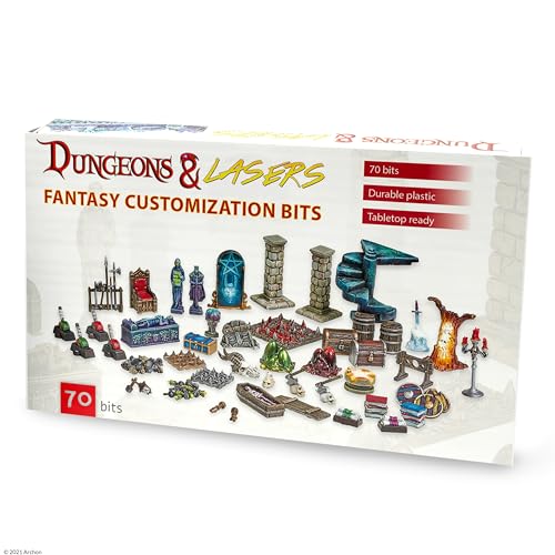 Dungeons & Lasers Fantasy Customization Bits for DND Terrain - 70 Pieces of D&D Accessories and Props for 5E Tabletop RPG Games - Unpainted, Unassembled - for Ages 14 Years and up