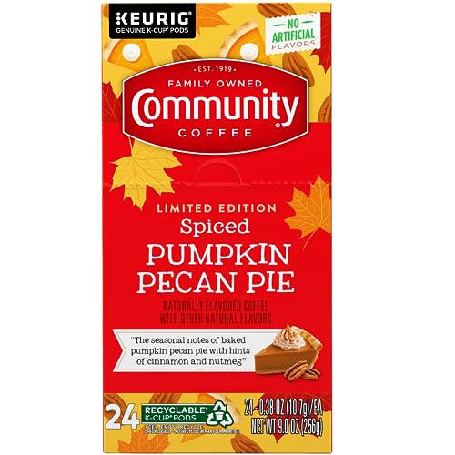 Image of Community Coffee K-Cup Coffee Pods, Spiced Pumpkin Pecan Pie, Naturally Flavored Coffee for Keurig Coffee Makers, 100% Arabica, Limited Edition, 24 Count (Pack of 4)