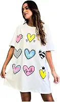 Camisola Feminina De Dormir Camisetão Verão Coração Pijama