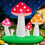 Spinosaurus 7FT Spring Inflatable Mushroom Easter Inflatables Outdoor Decorations Blow Up Large Mushroom with Led Lights Yard Garden Decor for Outside