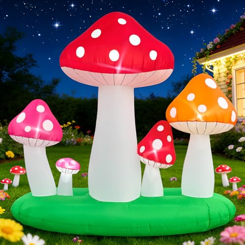 Décorations d'extérieur gonflables Spinosaurus champignon lumineux
