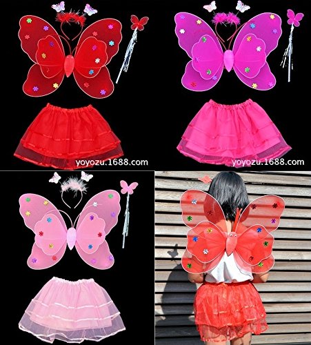 妖精 蝶々 羽 ステッキ カチューシャ 3点セット コスチューム ハロウィン 蝶々 の 妖精 に 大変身 2枚 羽 ステッキ カチューシャ 3点