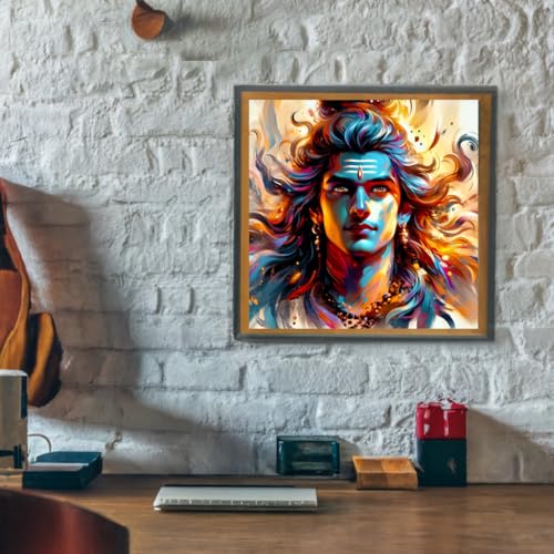 Image of Whattacraft! Paint by Numbers for Adults and Kids | Premium Painting Kit in Gift Packaging| Rolled Canvas | Do-it-Yourself Wall Decor | DIY | Lord Shiva 40x40