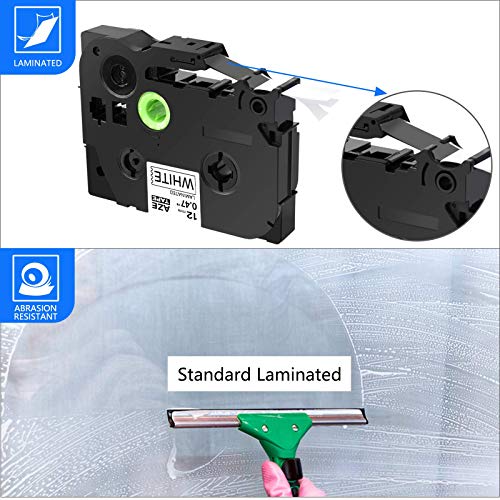Greencycle 1/2" Laminated Label Tape Compatible For Brother Tz231 Tze231 Aze231 Tz-231 12Mm (0.47 Inch) X 8M (26.2 Ft) Black On White For Pt Cube, Pt H500Li, Pt P700 P750W Label Makers-2 Pack #TOP3