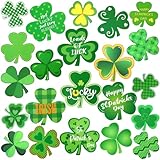 JULMELON 22 Pcs St. Patrick’s Day Refrigerator Magnets, Green Lucky Clover Shamrock Magnetic Stickers Irish Holiday Garage Door Car Magnet Decoration for Home Party Office Cabinets Decor