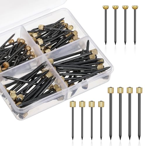 Image of 90 Pcs Nails for Hanging Pictures, 3 Different Size Small Nail for Picture Hangings Sturdy Pictures Frame Nail Picture Hanging Nails with Plastic Box (Black Gold)